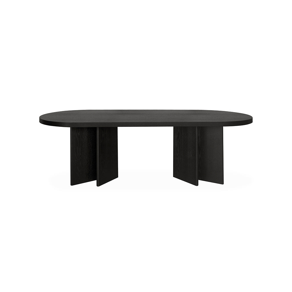 Aria 2.4m Pill Shape Dining Table - Textured Espresso Black Oval Modern