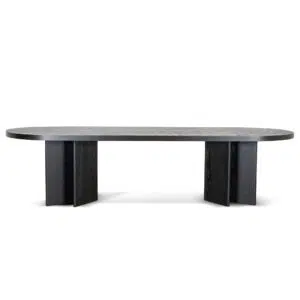 Orix 3m Pill Shape Dining Table Textured Espresso Black Modern Design Spacious Seating