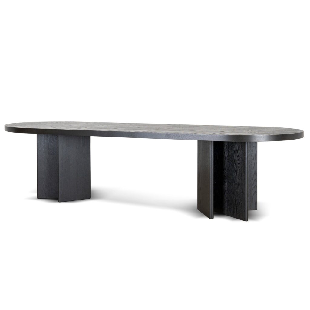 Orix 3m Pill-Shaped Dining Table, Textured Espresso Black, Spacious Seating