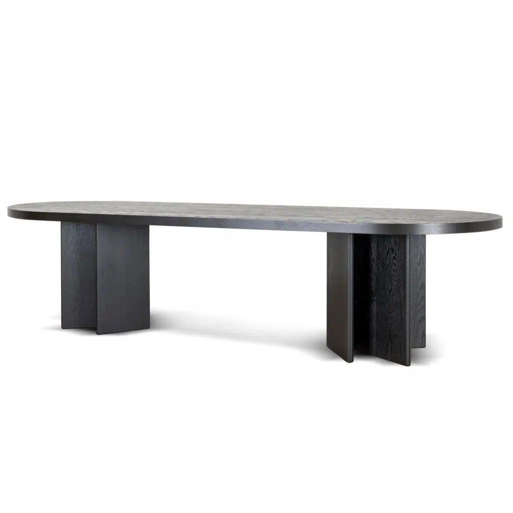 Orix 3m Pill-Shaped Dining Table, Textured Espresso Black, Spacious Seating