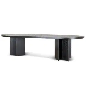 Orix 3m Pill-Shaped Dining Table, Textured Espresso Black, Spacious Seating