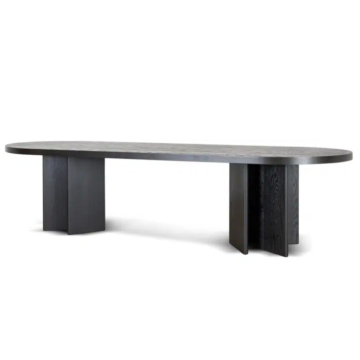 Orix 3m Pill Shape Dining Table – Textured Espresso Black