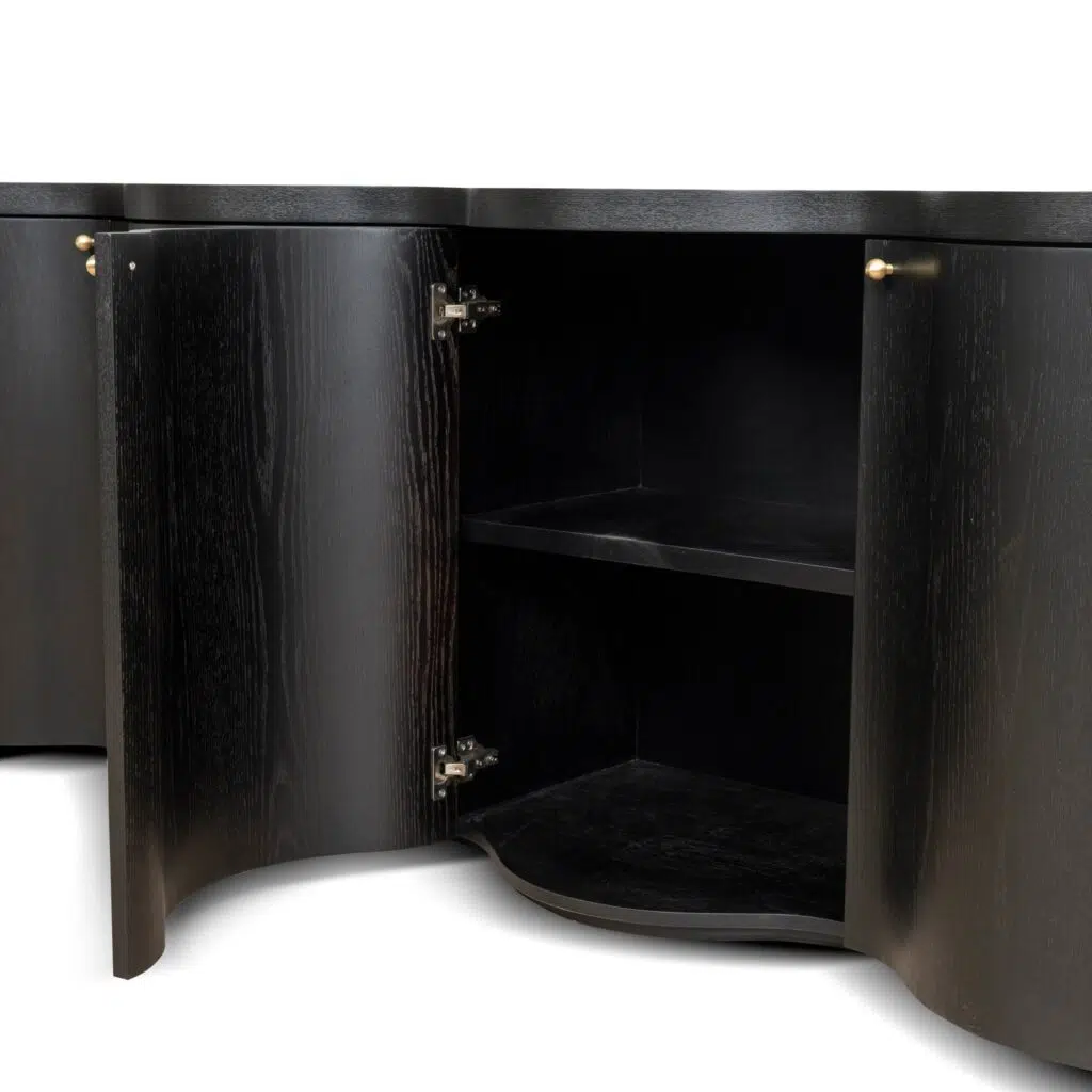 Avery 2.15m Textured Espresso Black Buffet Unit - Spacious Storage