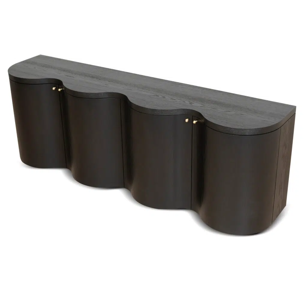 Avery 2.15m Textured Espresso Black Buffet Unit Spacious Storage