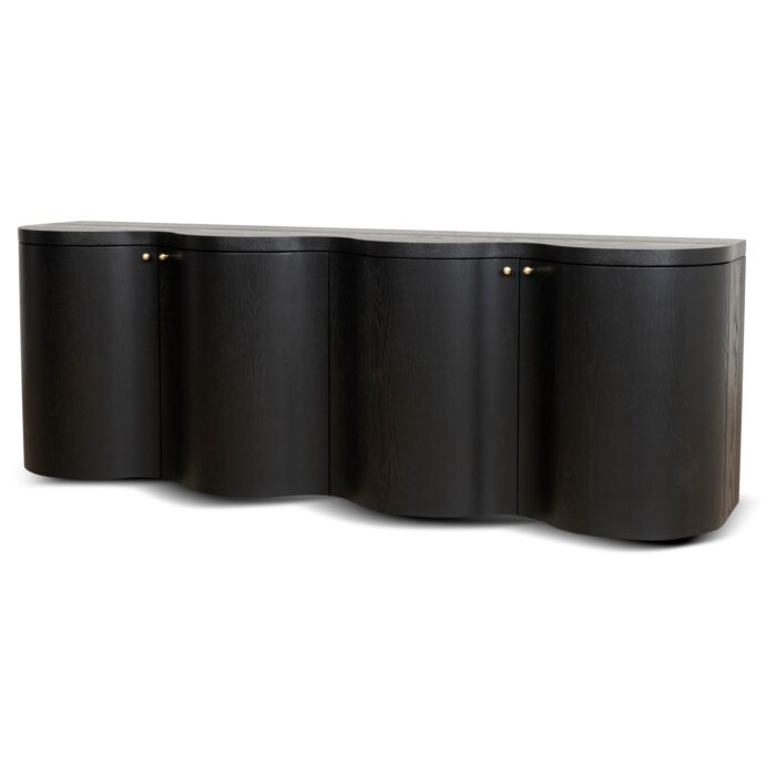 Avery 2.15m Buffet Unit - Textured Espresso Black Spacious Storage Design