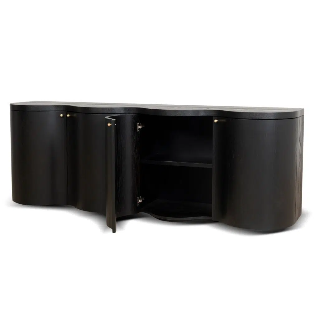 Avery 2.15m Buffet Unit - Textured Espresso Black Spacious Storage