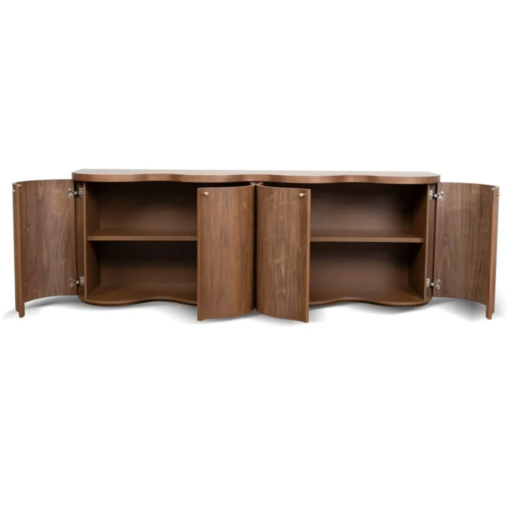 Alva 2.15m Light Walnut Buffet Unit with 4 Storage Cabinets