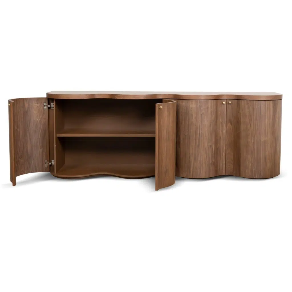 Alva 2.15m Light Walnut Buffet Unit - 4-Cabinet Storage Furniture