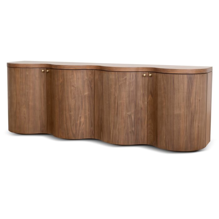 Alva 2.15m Light Walnut Buffet Unit with 4 Cabinets and Spacious Storage