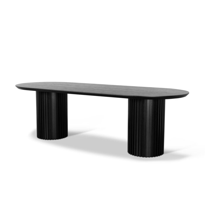 Varoa 2.5m Black Wooden Dining Table - Modern Minimalist Design