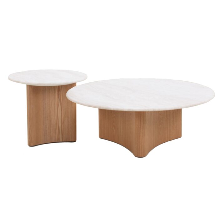 Nina 50/90cm Nested Travertine Coffee Table – Natural Stone