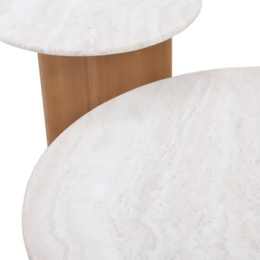 Nina 50/90cm Nested Travertine Coffee Table Natural Stone