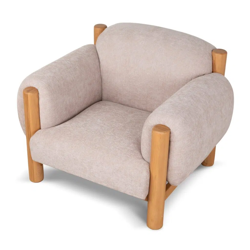 Goven Natural Armchair – Blush Linen, Elegant Design, Comfortable Seating