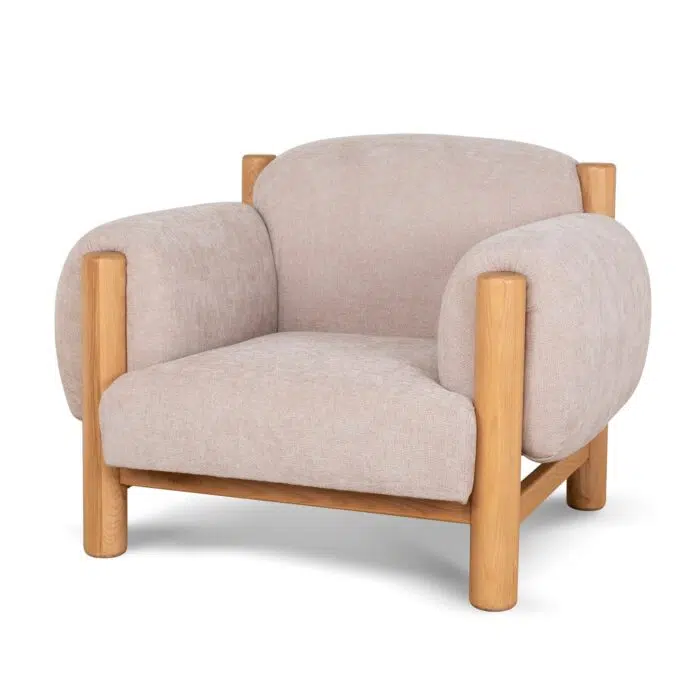Goven Natural Armchair – Blush Linen