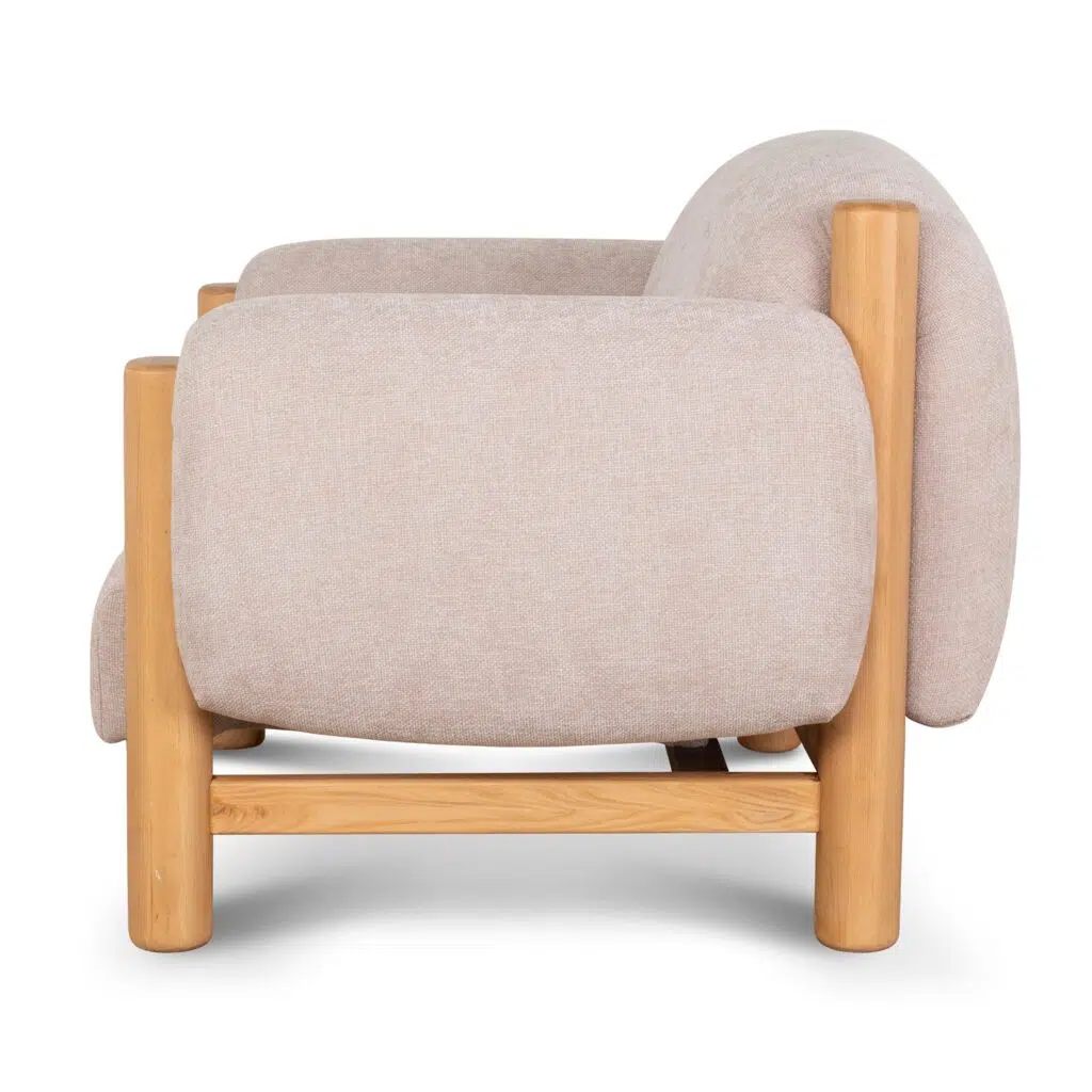 Goven Blush Linen Armchair - Elegant Design, Solid Wood Frame