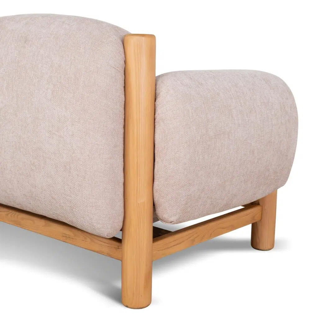 Goven Natural Armchair - Blush Linen Upholstery & Solid Elm Frame - Modern Design