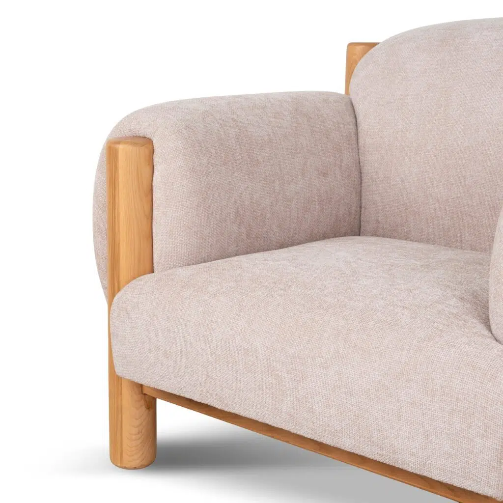 Goven Blush Linen Armchair – Elegant Design, Solid Wood Frame, Comfortable Seating
