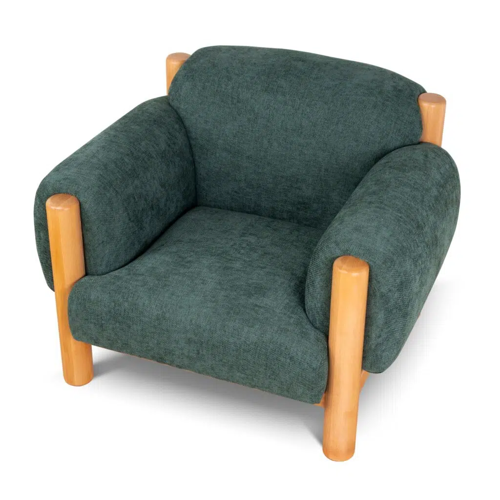 Elegant Bush Green Natural Armchair for Living Rooms & Reading Nooks