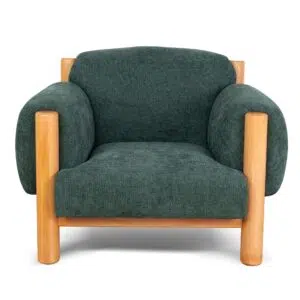 Ivora Bush Green Natural Armchair with Linen Upholstery