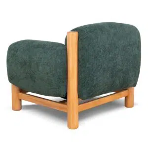 Elegant Bush Green Armchair – Solid Wood & Linen Upholstery