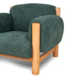 Ivora Natural Armchair Bush Green Linen Upholstery