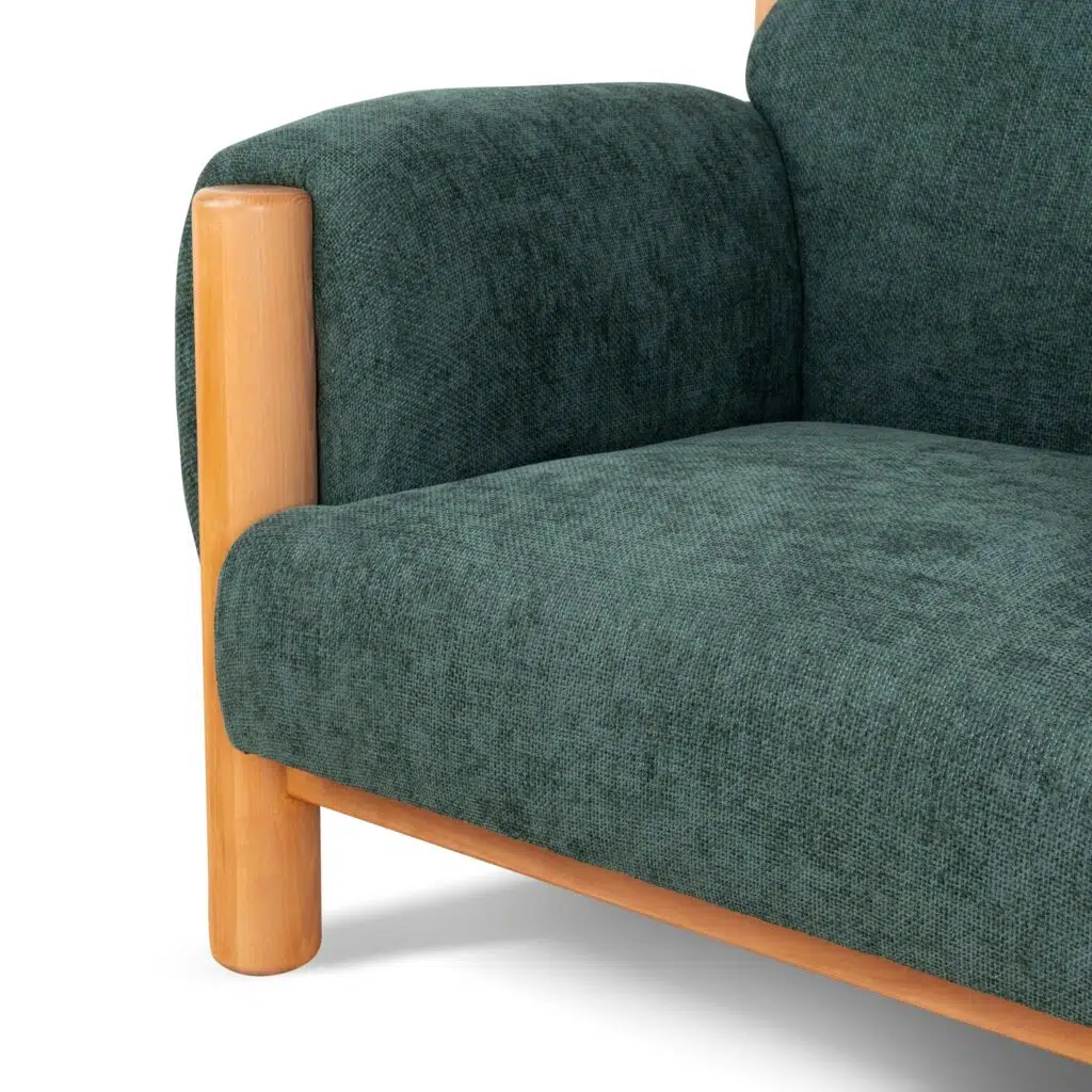 Bush Green Natural Armchair with Linen Upholstery