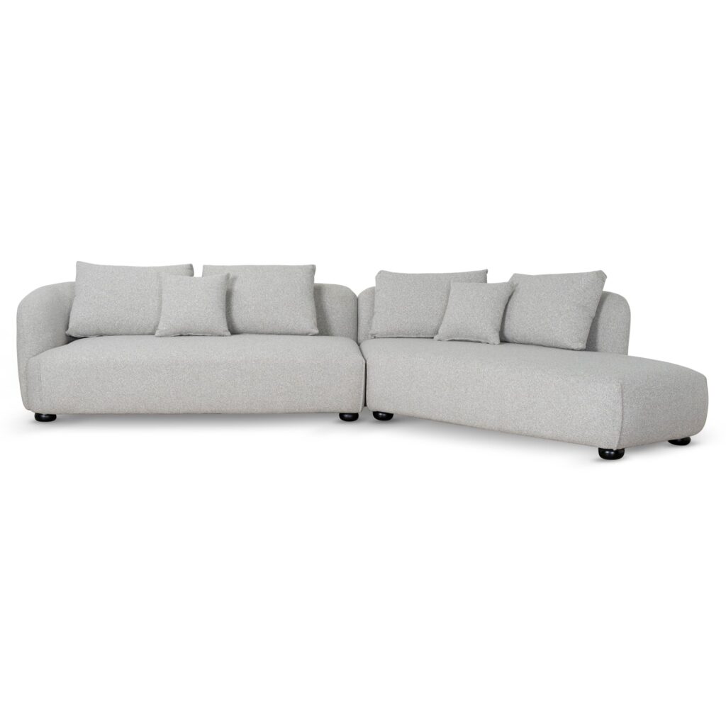 Alven 3 Seater Right Chaise Sofa Clay Grey Modern Comfortable Durable