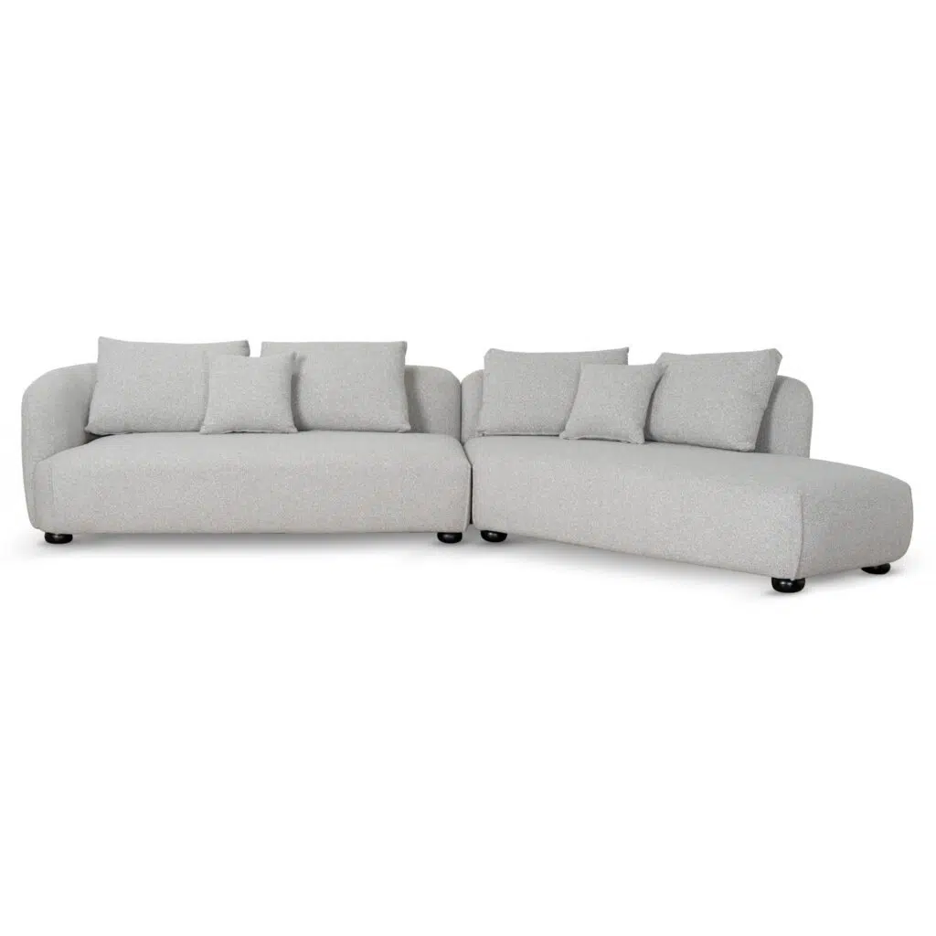 Alven 3 Seater Right Chaise Sofa Clay Grey Modern Comfortable Durable