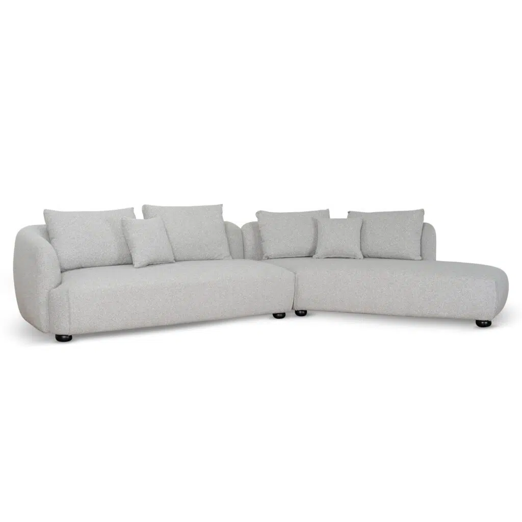 Alven 3 Seater Right Chaise Sofa Clay Grey Modern Comfort Durable Design