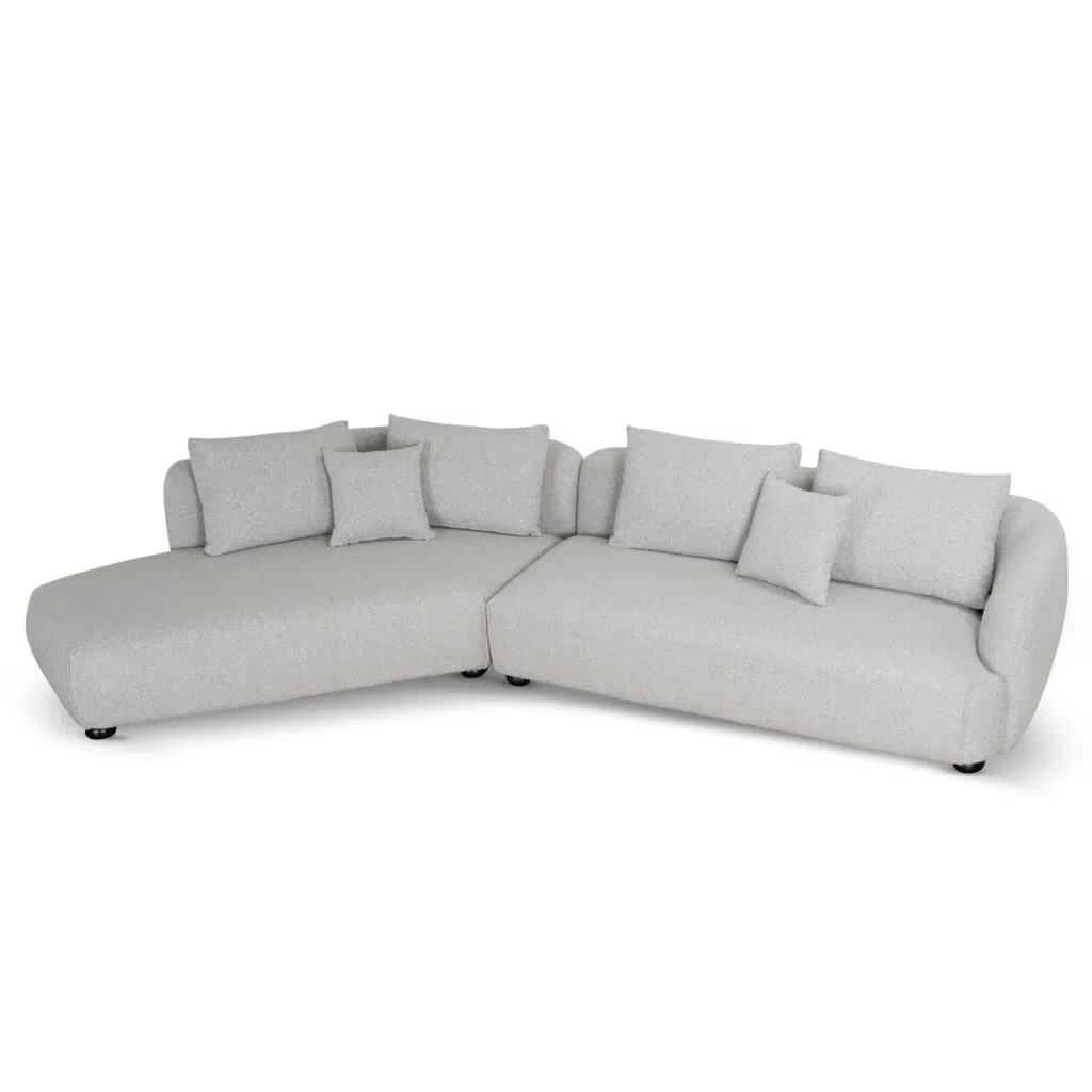 Voryn 3 Seater Left Chaise Sofa Clay Grey Modern Design