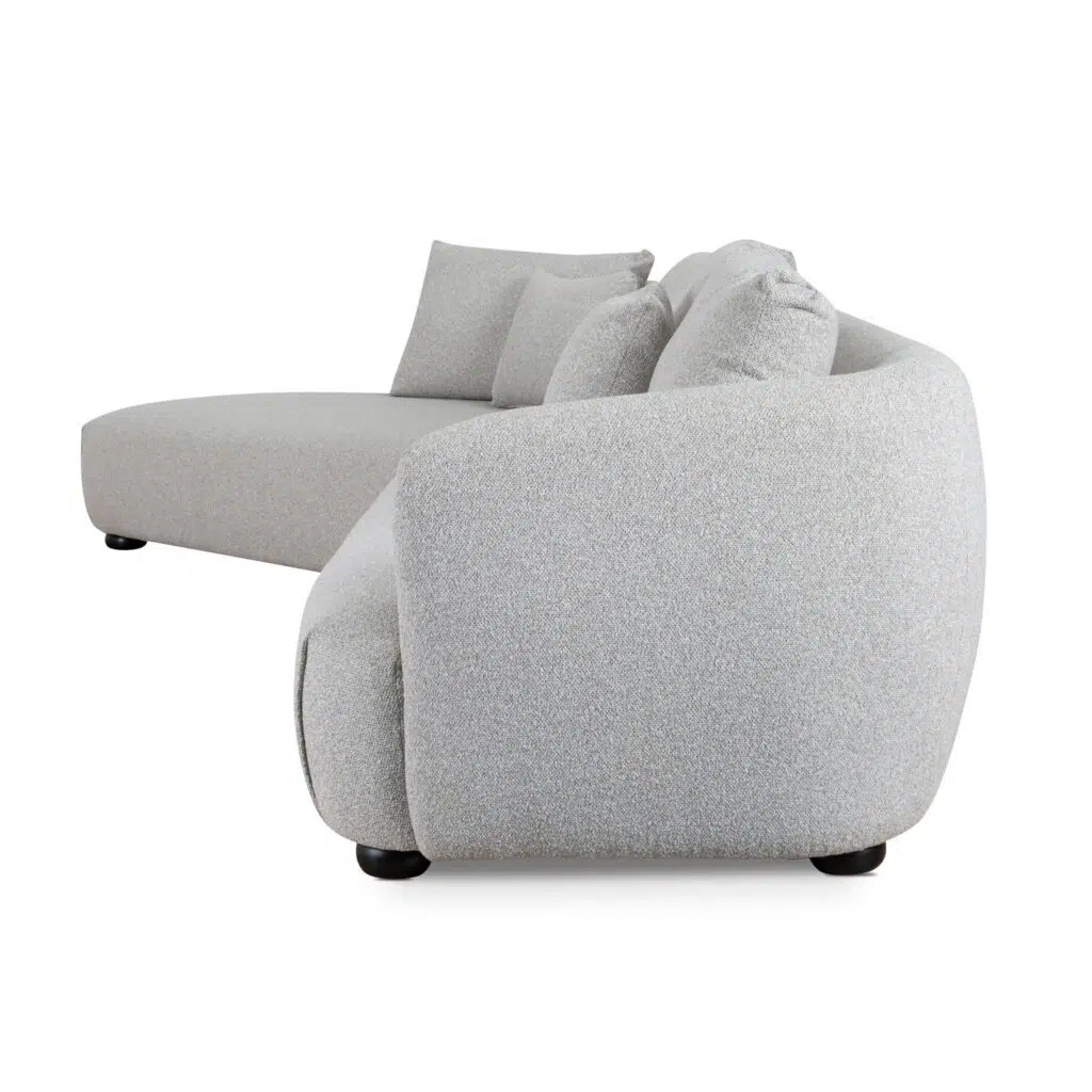 Voryn 3 Seater Left Chaise Sofa Clay Grey Modern Minimalist