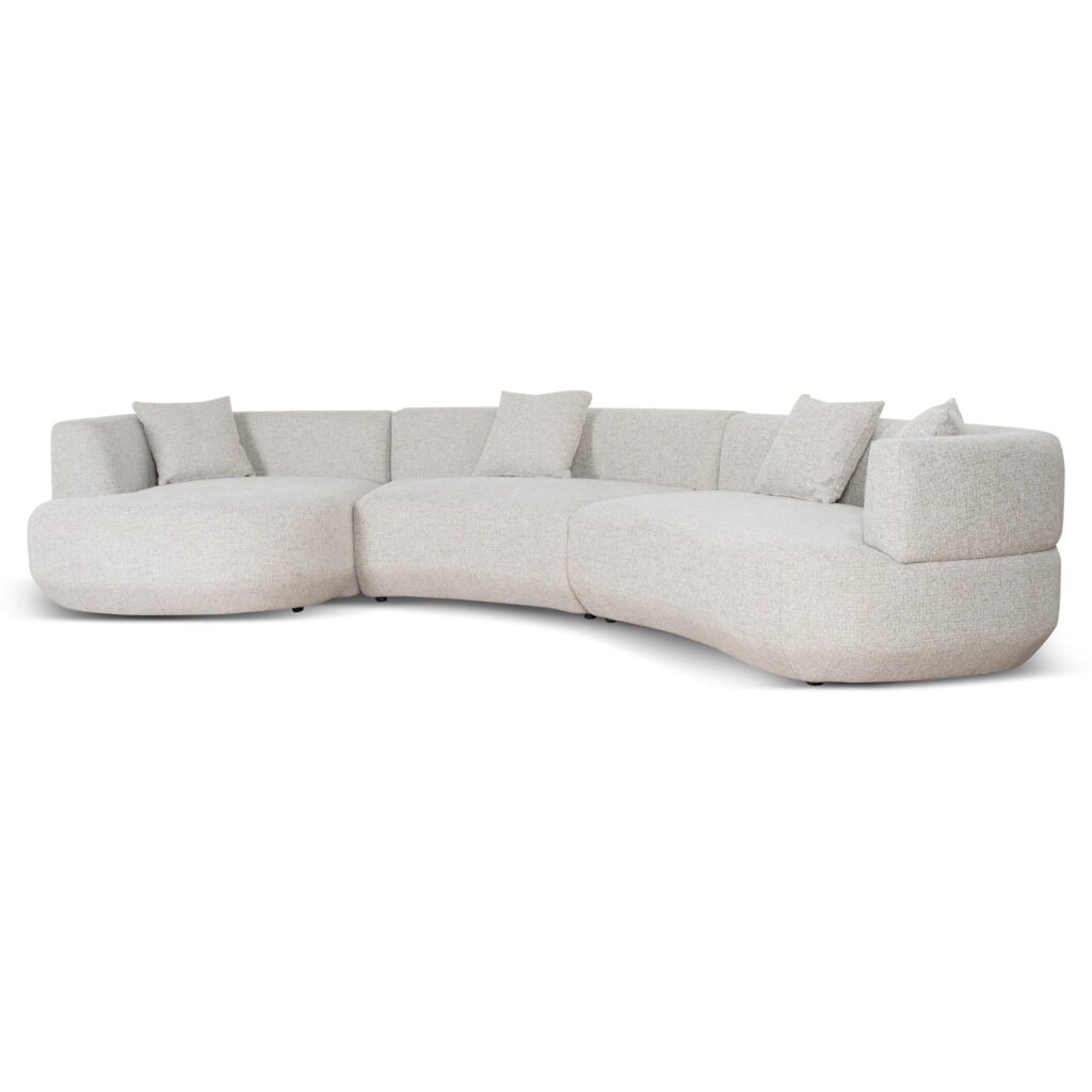 Myra Modular Left Chaise Sofa - Coral Natural Linen Upholstery