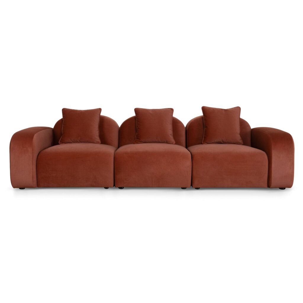 Nyven 4 Seater Sofa in Umber Orange Modern Design
