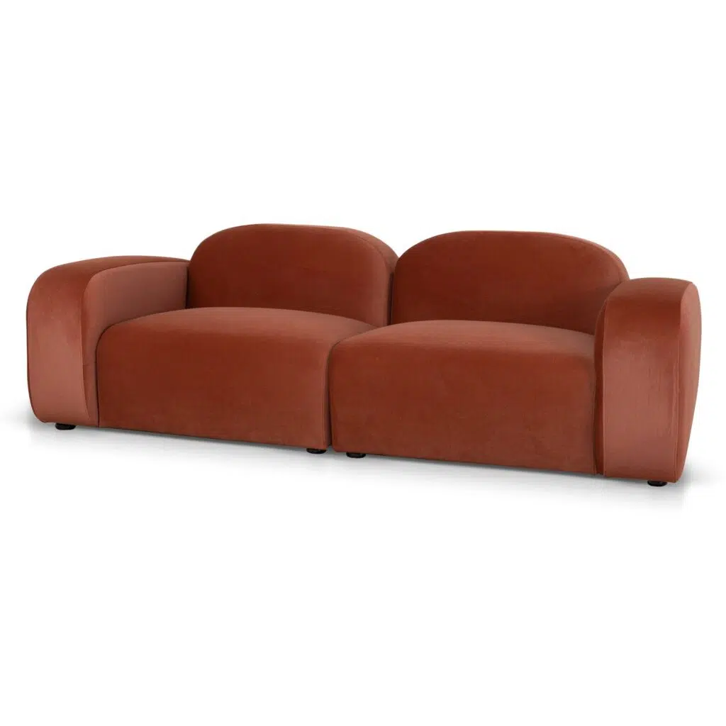 Nyven 3 Seater Sofa in Umber Orange Modern Design