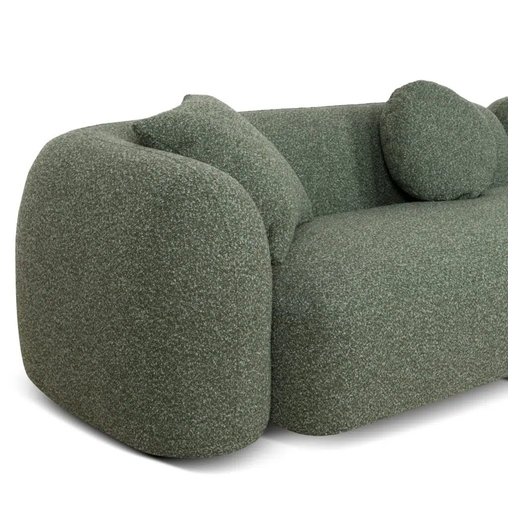 Vory 3 Seater Right Chaise Sofa Amazon Green Fabric Curved Design
