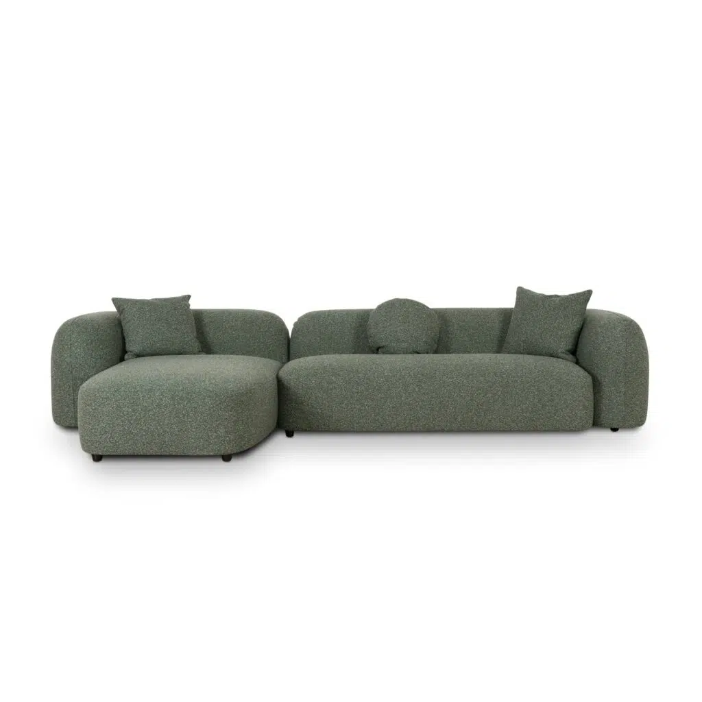 Elven 3 Seater Left Chaise Sofa Amazon Green Modern Design