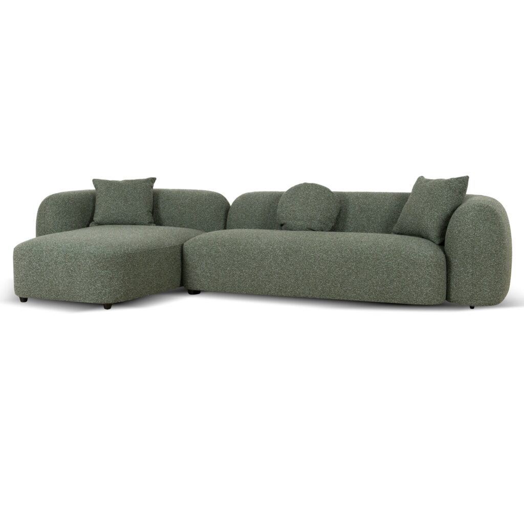 Elven 3 Seater Left Chaise Sofa Amazon Green Modern Design