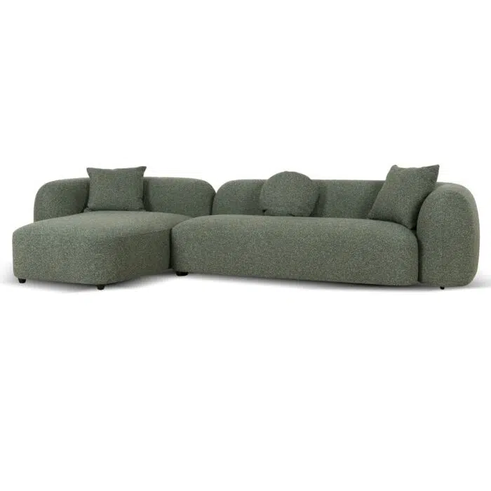 Elven 3 Seater Left Chaise Sofa – Amazon Green