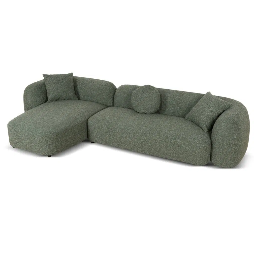 Elven 3-Seater Left Chaise Sofa – Amazon Green