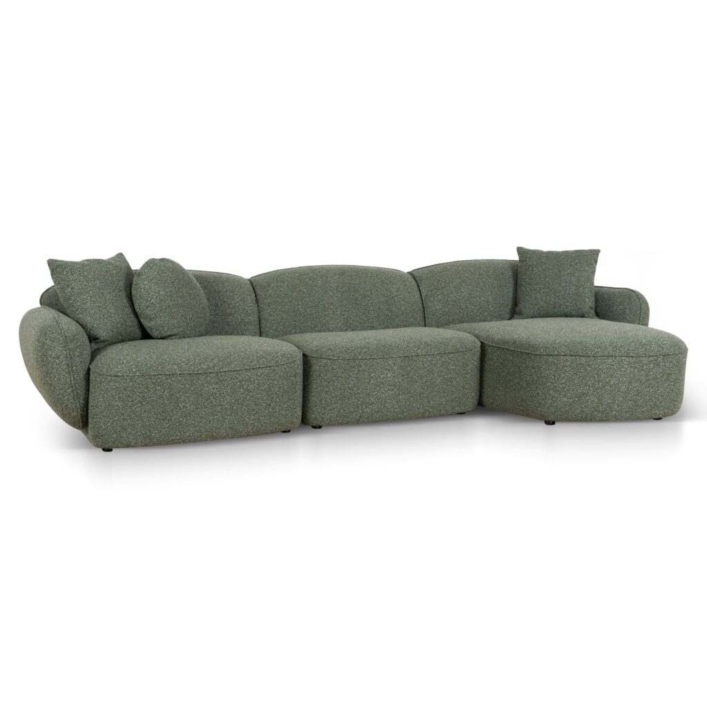 Amazon Green 3-Seater Right Chaise Sofa Modern Design