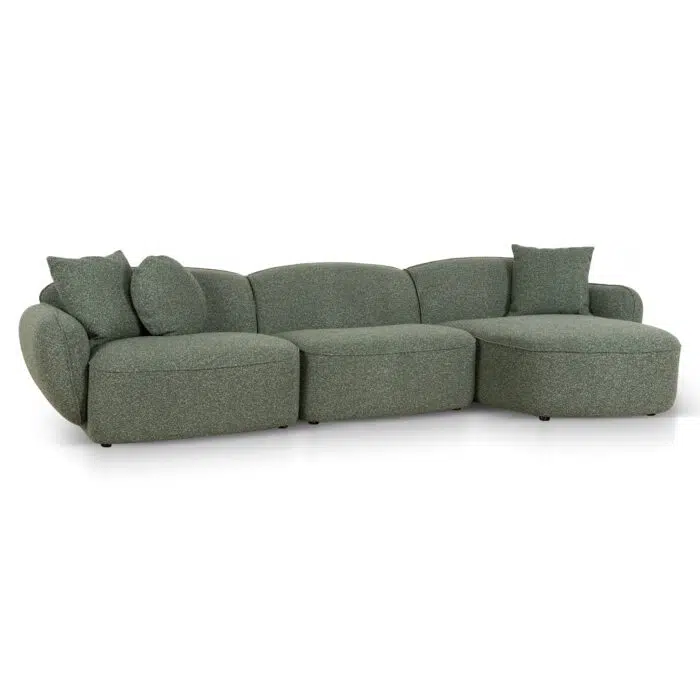Elora 3 Seater Right Chaise Sofa – Amazon Green