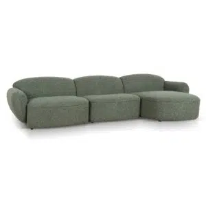 Elegant 3-Seater Right Chaise Sofa in Amazon Green