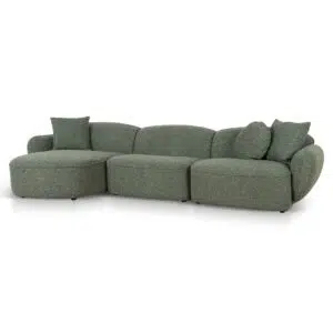 Joren 3 Seater Left Chaise Sofa Amazon Green Modern Organic Elegance