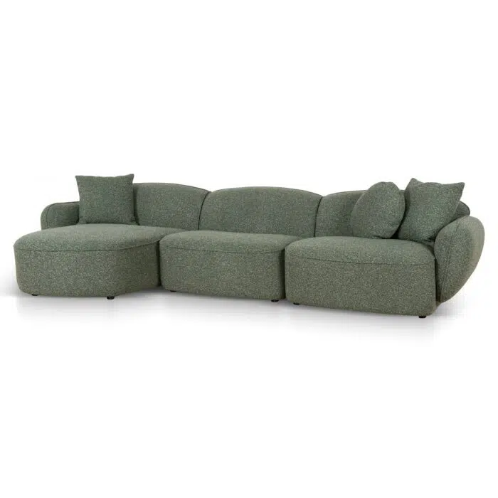 Joren 3 Seater Left Chaise Sofa – Amazon Green