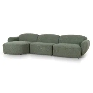 Joren 3 Seater Left Chaise Sofa in Amazon Green – Modern Comfort & Durability