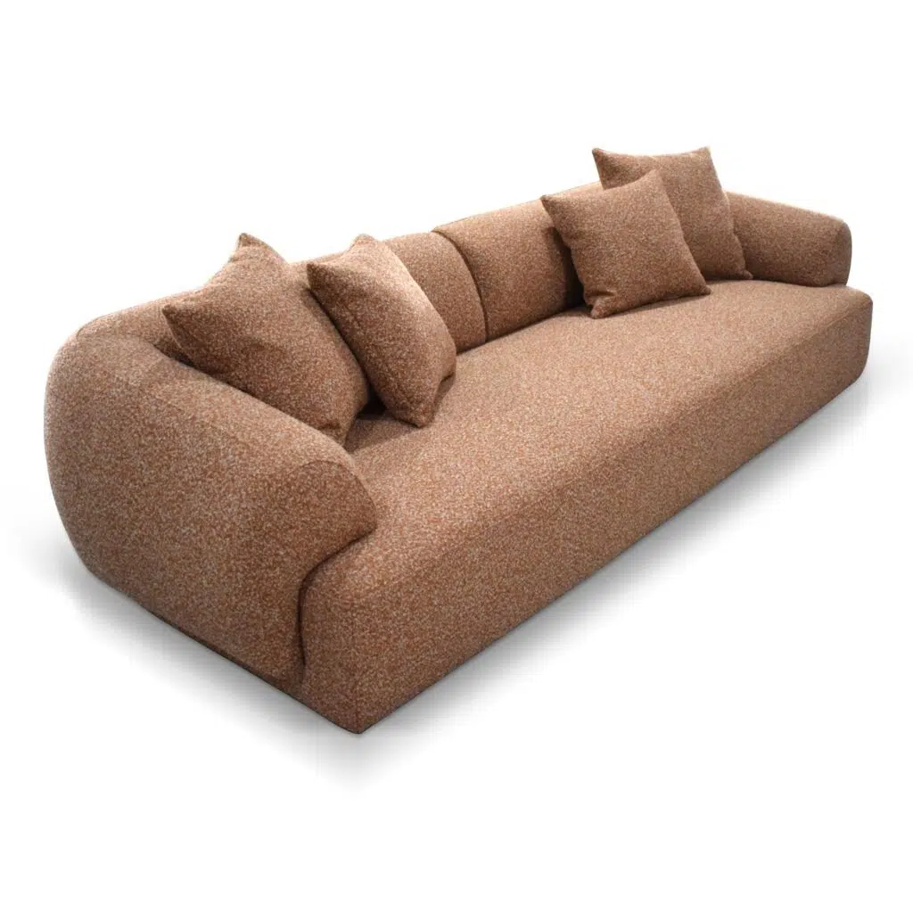 Quven 4-Seater Terracotta Brown Sofa – Comfortable & Durable