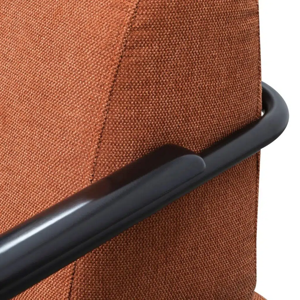 Tovo Burnt Orange Fabric Armchair with Black Metal Legs - Industrial Design