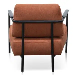 Tovo Burnt Orange Fabric Armchair with Black Legs - Industrial Modern Design