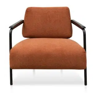 Tovo Burnt Orange Fabric Armchair with Black Legs - Modern Industrial Design