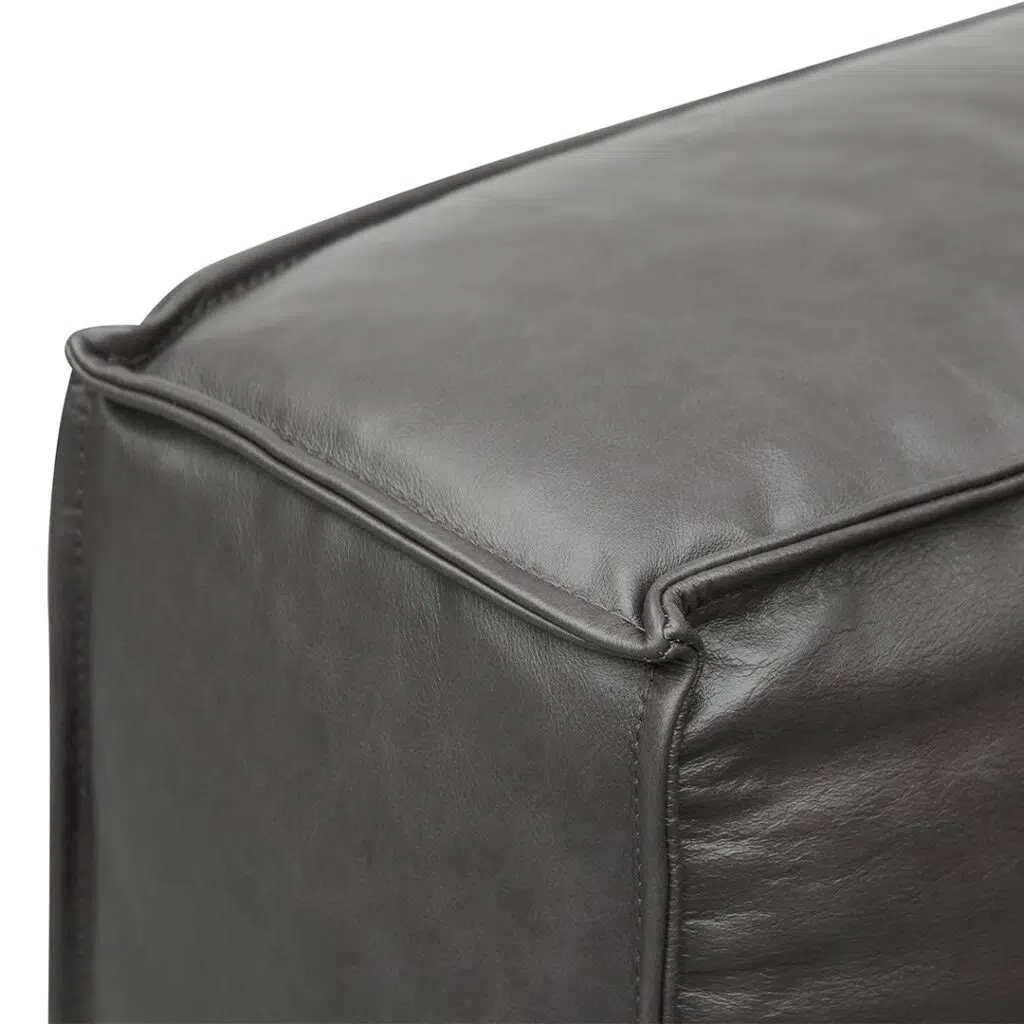 Rylen 4 Seater Shadow Grey Leather Sofa Cushioned